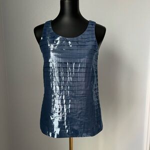J. Crew metallic shimmer pleated tank blouse in blue